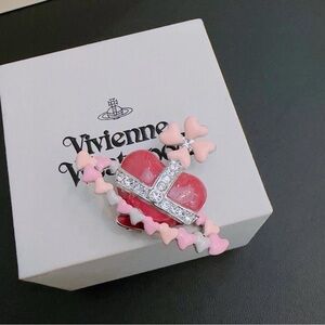 Vivienne Westwood Pink and Silver Heart Brooch